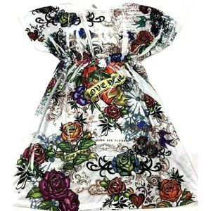 All Over Print Large Womens Dress Mi Manchi Brand (Ed Hardy Style) w/ Bling